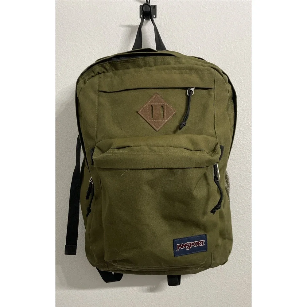 JanSport Main Campus Backpack Olive Green Laptop School Travel Bag JS0A4QUL